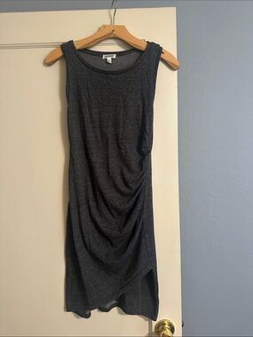 Tildon Dark Gray Sleeveless Ruched Midi Dress